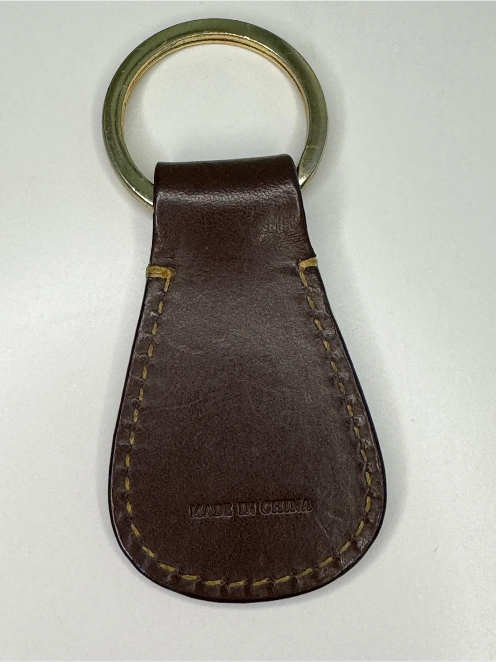 Dooney & Bourke Brown Leather Key Ring with Gold Hardware